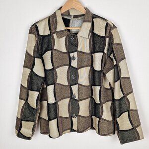 Winding River Reversable Blazer Size XL Brown Tan Silver Black Gray Gothic Retro